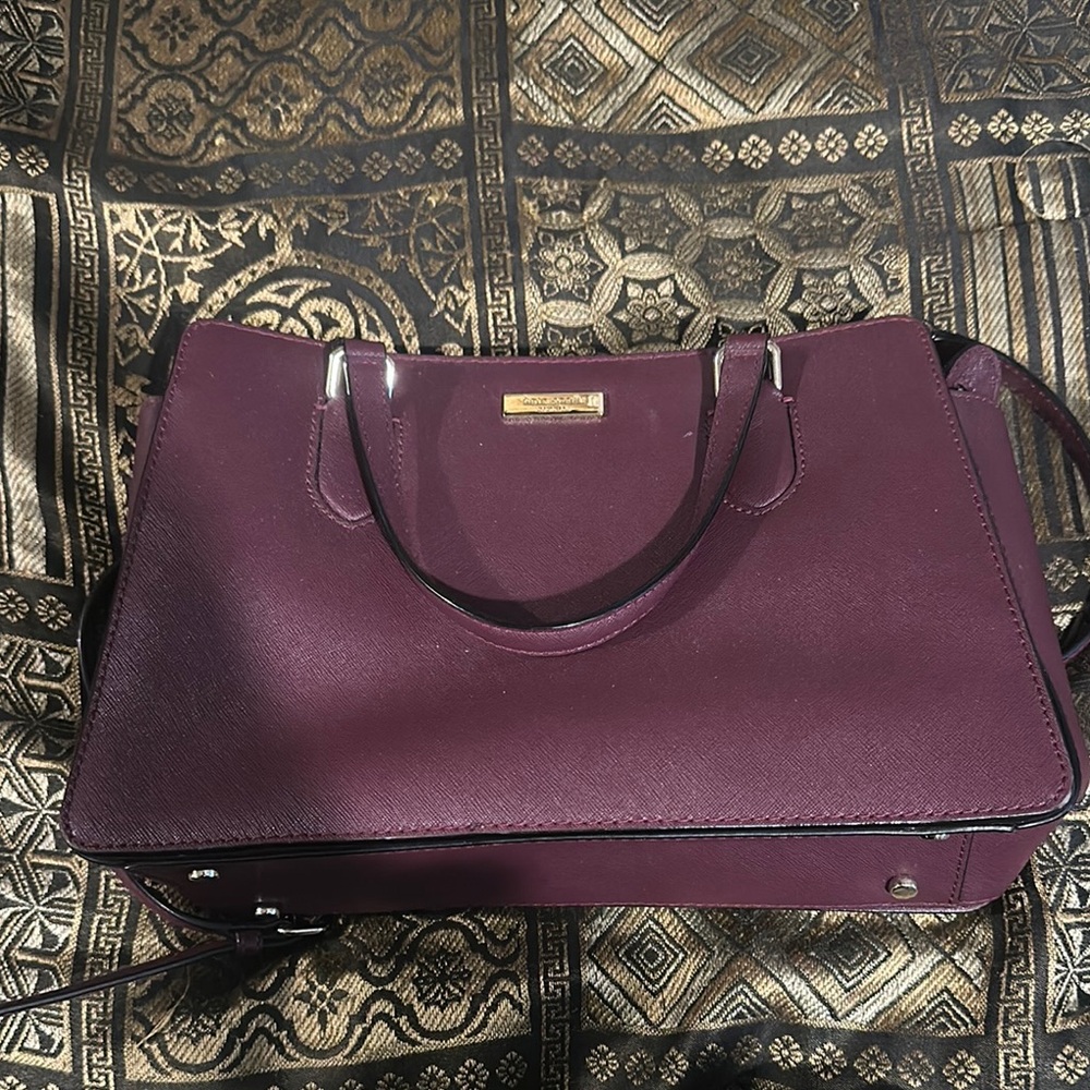Kate Spade Purple Structured Crossbody Satchel with Textured Leather and Handles